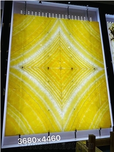 Peach Orange Onyx Slabs Bookmatched For Wall Background