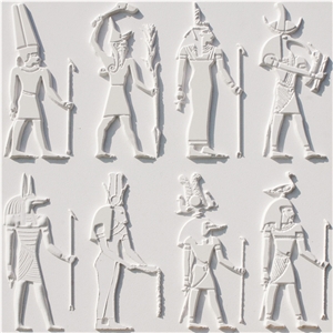 Perla Bianca Limestone Ancient Egypt Figure Relief, Perla Bianca White Limestone Relief