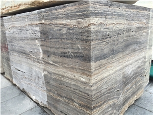 Persian Silver Travertine Block, Iran Grey Travertine