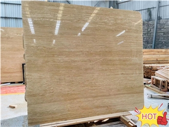 Polished Beige Travertine Slabs