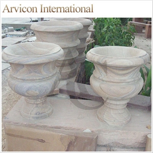 Rainbow Sandstone Flower Pot, Beige Sandstone Flower Vases