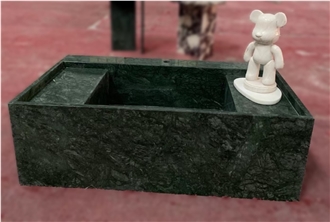 Rectangle Natural Stone Green Marble Wash Basin