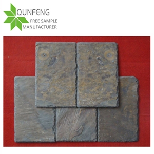 Rectangular Rusty/Multicolor Slate Roof Tile, Natural Split,With Pre-Drilled Holes,Roofing Slate Tiles,Rust Slate