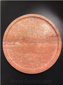Red Orange Travertine Plates
