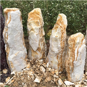 Riviera Sunshine Monolith Marble Garden & Palisade, Yellow Marble Monolith