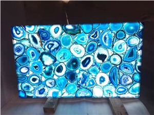 Semiprecious Stone Blue Agate Slab Wall Panels