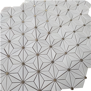 Sevic White Marble Water-Jet Mosaic Flower Backsplash Mosaic