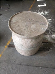 Silver Beige Travertine Work Table Tops Bedside Tables