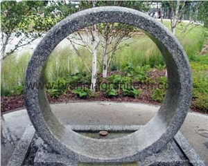 Spinning Stone Wheel, Black Granite Fountain