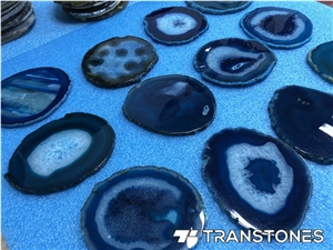 Translucent Blue Agate Sheet Reception Top Decors