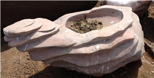 Wanxia Red Marble Flower Pot Natural Boulders Good Design for Landscape