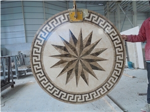 Waterjet Marble Pattern Beige Marble Waterjet Medallions for Lobby