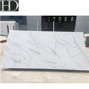 White Calacatta Quartz Slab Artificial Stone