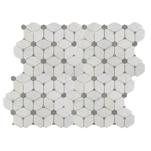 White Irregular Marble Mosaic Tile for Bathroom