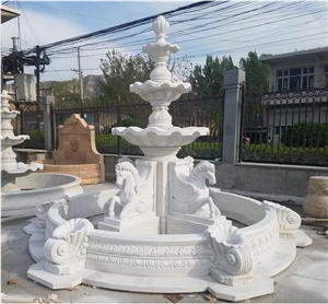 Wholesale White Marble Pegasus Running Horse Fountain