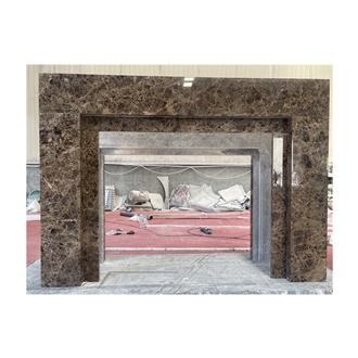 Modern Brown Marble Indoor Fireplace