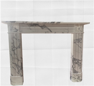 Polished Italy Arabescato Corchia White Marble Fireplace